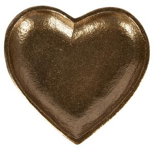 Zlatý antik dekoračný podnos srdca Heart - 14*14*2 cm - Clayre & Eef