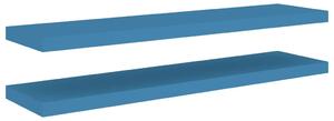 Plávajúce nástenné police 2 ks, modrá 90x23,5x3,8 cm, MDF