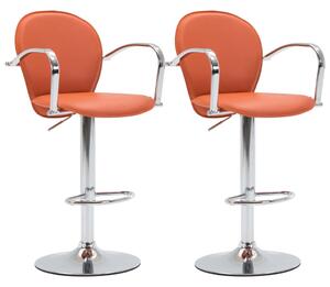 Barové stoličky s opierkami 2 ks, oranžové, umelá koža