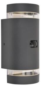 LUTEC 5604014118 FOCUS exteriérové nástenné svietidlo so senzorom 2xGU10 IP44 tmavošedá