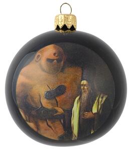 Vianočná ozdoba s potlačou Golema a Rabí Löwa