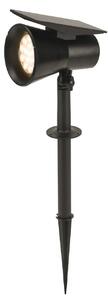 Prios LED solárny reflektor Birko, výška 56 cm, čierny, zemný hrot