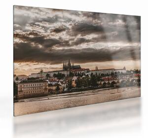 Sklenený obraz - zamračená Praha (70x50 cm)