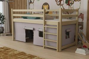 MAXMAX Detská vyvýšená posteľ z masívu borovice PORTO - 200x90 cm