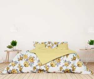 Ervi bavlnené obliečky DUO - žlté kvety na bielom/svetlo žlté