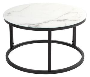 Dizajnový konferenčný stolík Latrisha 60 cm Biely - vzor mramor