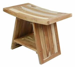 Stolička DIVERO, masívny ošetrený teak, 60 x 35 x 45 cm