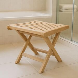 Skladacia teaková stolička Divero do kúpeľne, 45 cm