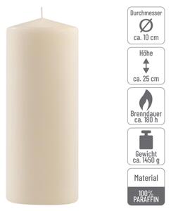 Krémové parafínové sviečky 25 cm, 180 h, 2 ks