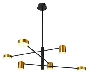 ITALUX PND-16374-6-BK-GD-3K Remdal závesné svietidlo LED 26,6W/2700lm 3000K čierna, zlatá