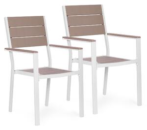 MultiGarden Sada 2 záhradných stoličiek HDPE oceľ - biela MultiGarden