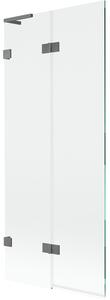 Mexen Lunar L, 2-krídlová vaňová zástena ľavá 80 x 150 cm, číre sklo, grafitová, 897L-080-100-95-00-L