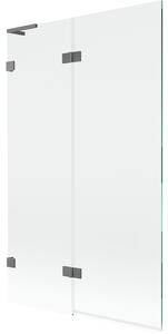 Mexen Lunar L, 2-krídlová vaňová zástena ľavá 110 x 150 cm, číre sklo, grafitová, 897L-110-100-95-00-L