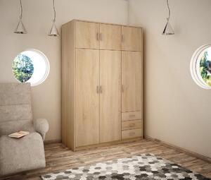 Kombinovaná šatníková skriňa SIMELA - šírka 127 cm, dub sonoma