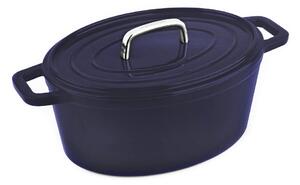 CS SOLINGEN Pekáč s pokrievkou liatinový oválny so smaltovaným povrchom ALPEN 31 x 23 cm modrá CS-079697