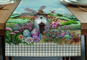 Veľkonočný gobelínový behúň na stôl Veterný mlyn MI08 Farba Viacfarebná Rozmery 45x140 cm