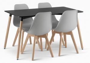 Jedálenský set 1 + 4, čierny stôl ADRIA 120x80 cm + sivá stolička KITO