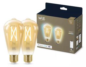 Philips Wiz Tunable white 8719514551077 LED žiarovka Filament E27 ST64 7W/640lm 2000-5000K jantárová 2-set
