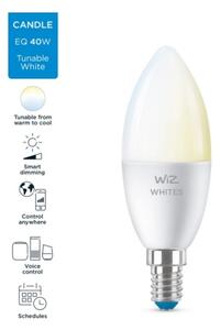 LED Stmievateľná žiarovka C37 E14/4,9W/230V 2700-6500K CRI 90 Wi-Fi - WiZ