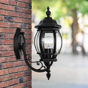 Vonkajšia nástenná lampa Andrew z krištáľového skla stojaca v čiernej farbe, Čierna, Hliník, Vidiecky / Rustikálny, Nástenné svietidlo
