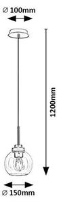 RABALUX 75006 Tirina závesné svietidlo 1xE27 D150mm IP44 matná čierna, priehľadná