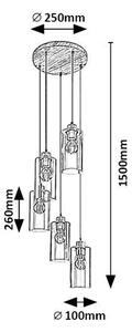 RABALUX 72125 Tanno závesné svietidlo 5xE27 D250mm imitácia dreva, dymová