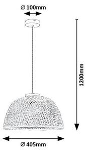 RABALUX 72025 Rattan závesné svietidlo 1xE27 D405mm čierna, prírodná