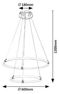 RABALUX 72009 Irelia závesné svietidlo LED D600mm 55W/4700lm 3000+4000+6000K saténový chróm, biela, diaľkový ovládač