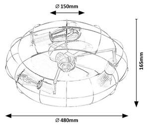 RABALUX 71043 Cadmus stropné svietidlo s ventilátorom 3xE27 D480mm čierna