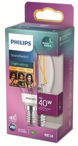 Philips 8718699772154 LED SceneSwitch žiarovka 40W 470-180-90lm B35 E14 2700-2500-2200K filament sviečka