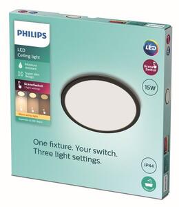 Philips 8719514327207 Super Slim CL550 stropné svietidlo LED D250mm 15W/1300lm 2700K IP44 čierna SceneSwitch