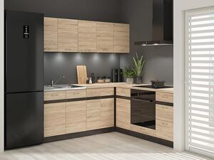 NovýNábytok.sk Rohová kuchyňa BRW Junona Line 200 + 200 cm (wenge + dub sonoma + dub sonoma). Vlastná spoľahlivá doprava až k Vám domov. 1118331