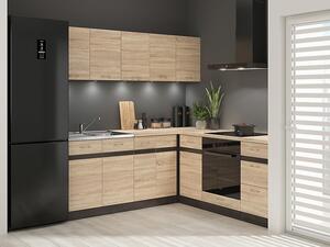 NovýNábytok.sk Rohová kuchyňa BRW Junona Line 200 + 200 cm (wenge + dub sonoma). Vlastná spoľahlivá doprava až k Vám domov. 1118322