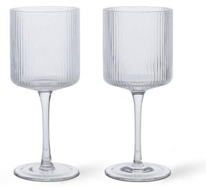 Ferm Living Sada 2 ks pohárov na biele víno Ripple, clear
