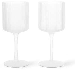 Ferm Living Sada 2 ks pohárov na biele víno Ripple, frosted