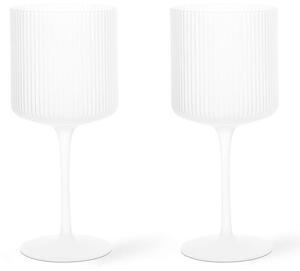 Ferm Living Sada 2 ks pohárov na červené víno Ripple, frosted