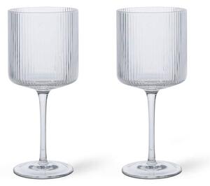 Ferm Living Sada 2 ks pohárov na červené víno Ripple, clear