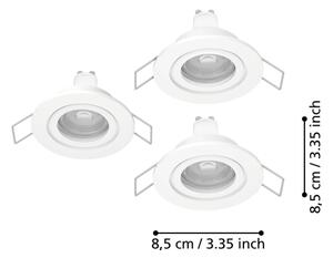 Eglo 902235 - SADA 3x LED kúpeľňových podhľadových svietidiel BARRANCO 1x GU10/4,5W/230V IP44 biela