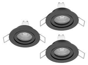 Eglo 902237 - Sada 3x LED kúpeľňových podhľadových svietidiel BARRANCO 1x GU10/4,5W/230V IP44 čierna