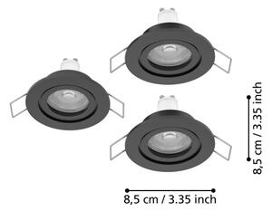 Eglo 902237 - Sada 3x LED kúpeľňových podhľadových svietidiel BARRANCO 1x GU10/4,5W/230V IP44 čierna