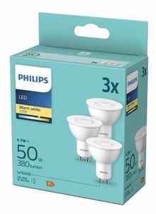 Philips 8719514393998 LED žiarovka GU10 4,7W/50W 400lm 2700K PAR16 3-set