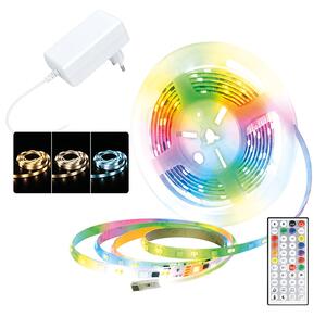 SOLIGHT LED svetelný pás RGB + 3CCT, 5m, sada s adaptérom a diaľk. ovládačom, 5W/m, IP65