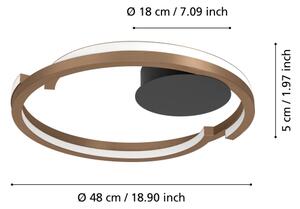 Eglo 901825-LED Stropné svietidlo MEZZOMONTE 2xLED/20W/230V pr.48cm bronz +DO
