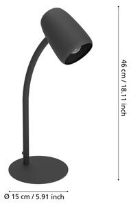 Eglo 901828 - Stolová lampa CARLO 1xE14/18W/230V čierna