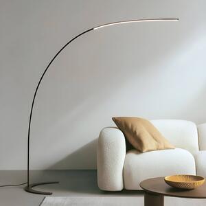 LED stojacia lampa Lindby Danua, čierna, kov, výška 200 cm, Čierna, Pracovňa / Kancelária, kov, Moderný, Oblúková stojaca lampa