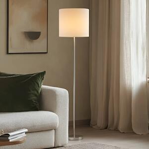Stojacia lampa Lindby Parsa, biele, textilné, výška 167 cm, E27, Biela / opálová, Obývacia izba / jedáleň, Textil / látka / hodváb, Štýl mladých, Stojaca lampa