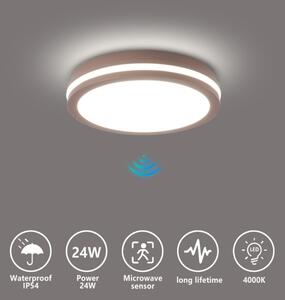 Brilagi - LED vonkajšie svietidlo so senzorom BENE LED/24W/230V pr. 26 cm hnedé IP54