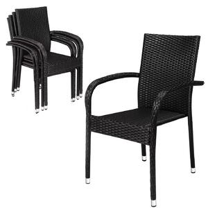Ratanové stoličky Comfort 4 ks - čierna