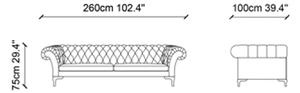 Dizajnová sedačka Rubby Chesterfield 260 cm krémová