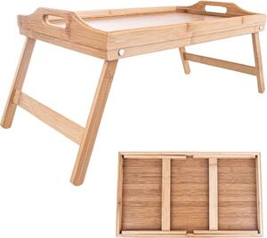 Orion Bed Table | Laptop Table | Raňajkový stôl | Bambusové drevo Servírovací podnos so skladacími vzpriamenými nohami Multifunkčné